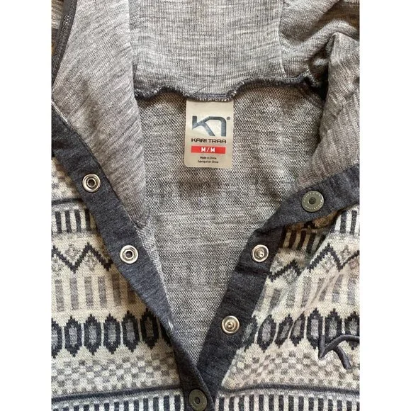 Kari Traa Merino Wool Half-Zip Nordic Base Layer Hoodie Top Medium Gray - Picture 11 of 11